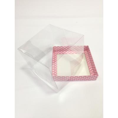 15x15x10 Asetatlı Pembe Puantiyeli Kutu