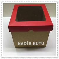 15x15x15 Alt Kraft Üst Kırmızı Çerçeveli Kutu