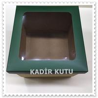 15x15x15 Alt Kraft Üst Yeşil Çerçeveli Kutu
