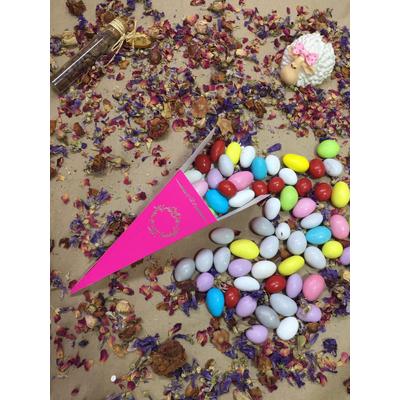 15X4 Fuşya Gümüş Yaldızlı Külah [ 25 Adet ]