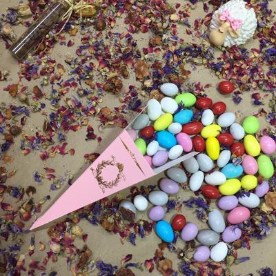 15X4 Pembe Altın Yaldızlı Külah [ 25 Adet ]