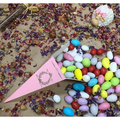 15X4 Pembe Gümüş Yaldızlı Külah [ 25 Adet ]