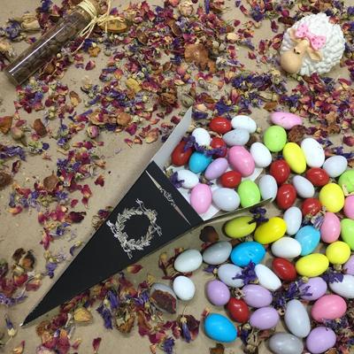 15X4 Siyah Gümüş Yaldızlı Külah [ 25 Adet ]