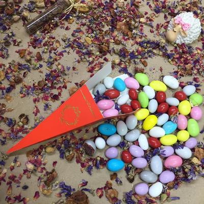 15X4 Turuncu Altın Yaldızlı Külah [ 25 Adet ]