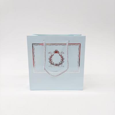 20x20x10 Mavi Gümüş Yaldızlı Karton Çanta
