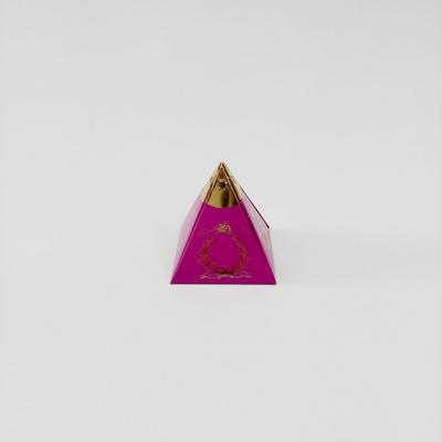6x6x6 Mor Altın Yaldızlı Piramit Kutu